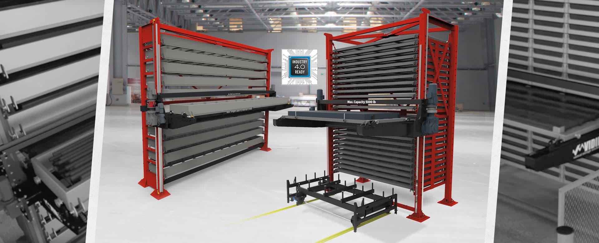GSS Machinery offers bar stock or sheet metal automated vertical storage systems in many configurations.