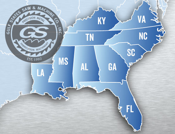 GSS Southeast Sales and Service area map.