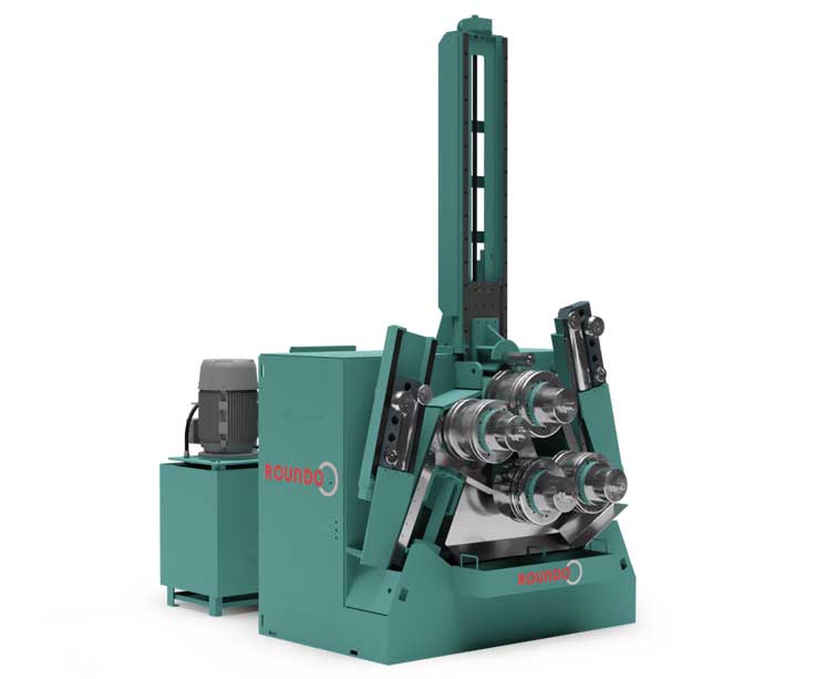 3/4 view of Roundo 4-roll angle roll machine